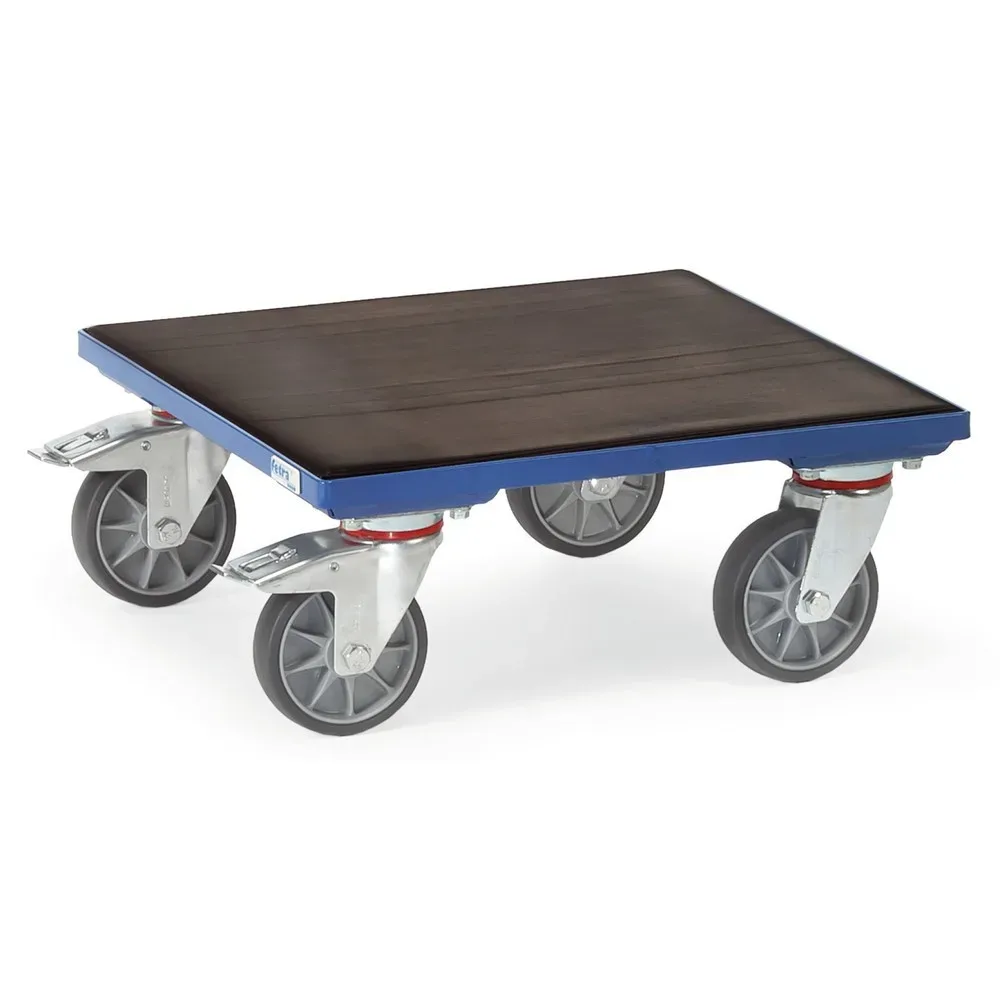 fetra® Kistenroller mit Riefengummi, TK 400 kg, Ladefläche 600 x 600 mm