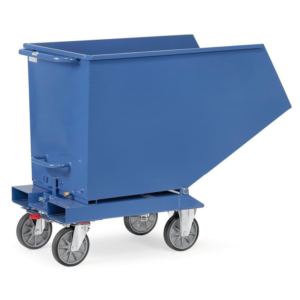 fetra® Muldenkipper mit Ablasshahn, Volumen 0,6 m³, RAL 5007 brillantblau