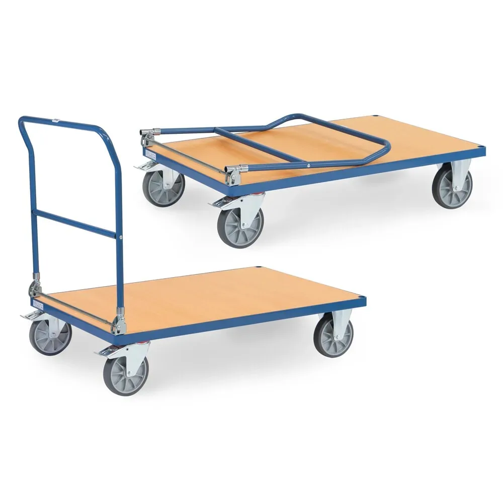 fetra® Klappwagen, Ladefläche Holzwerkstoff, je 2 Lenk- & Bockrollen, 1200 x 800 mm