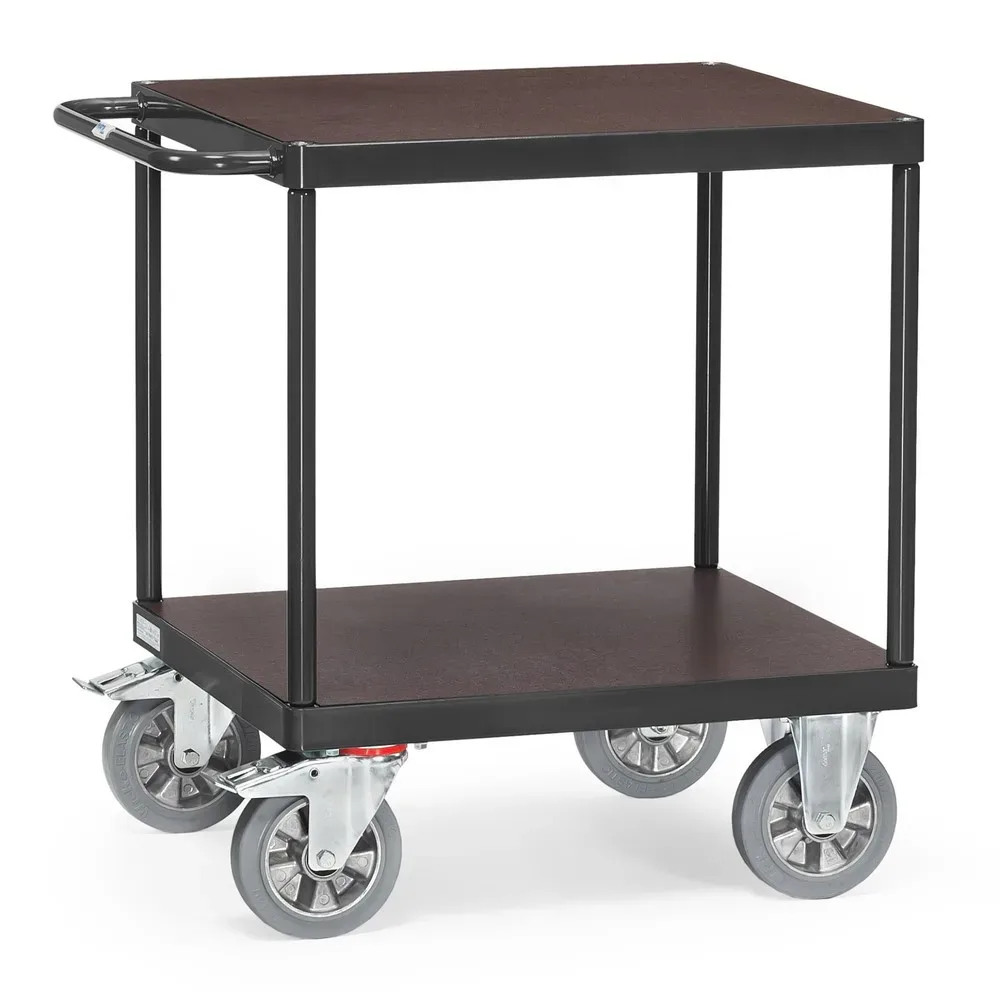 fetra® Schwerlast-Tischwagen, TK 1.200 kg, 2 Etagen à 700 x 700 mm, anthrazitgrau