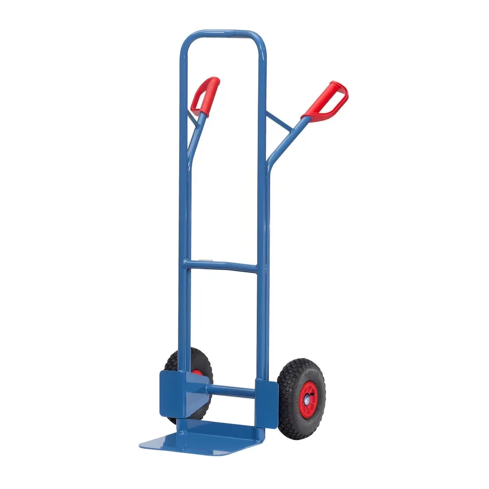 fetra® Stapelkarre, Höhe 1.300 mm, Tragkraft 300 kg, Schaufel BxT 320 x 250 mm, mit Querbügel oben, Luft-Bereifung