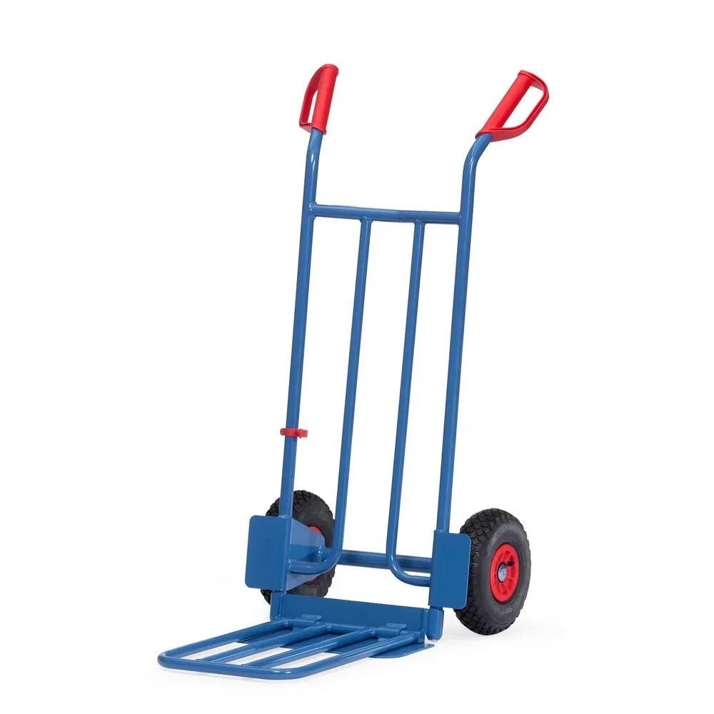 fetra® Paketkarre, mit Klappschaufel, TK 250 kg, Schaufel BxT 400 x 150 mm, Luft-Bereifung