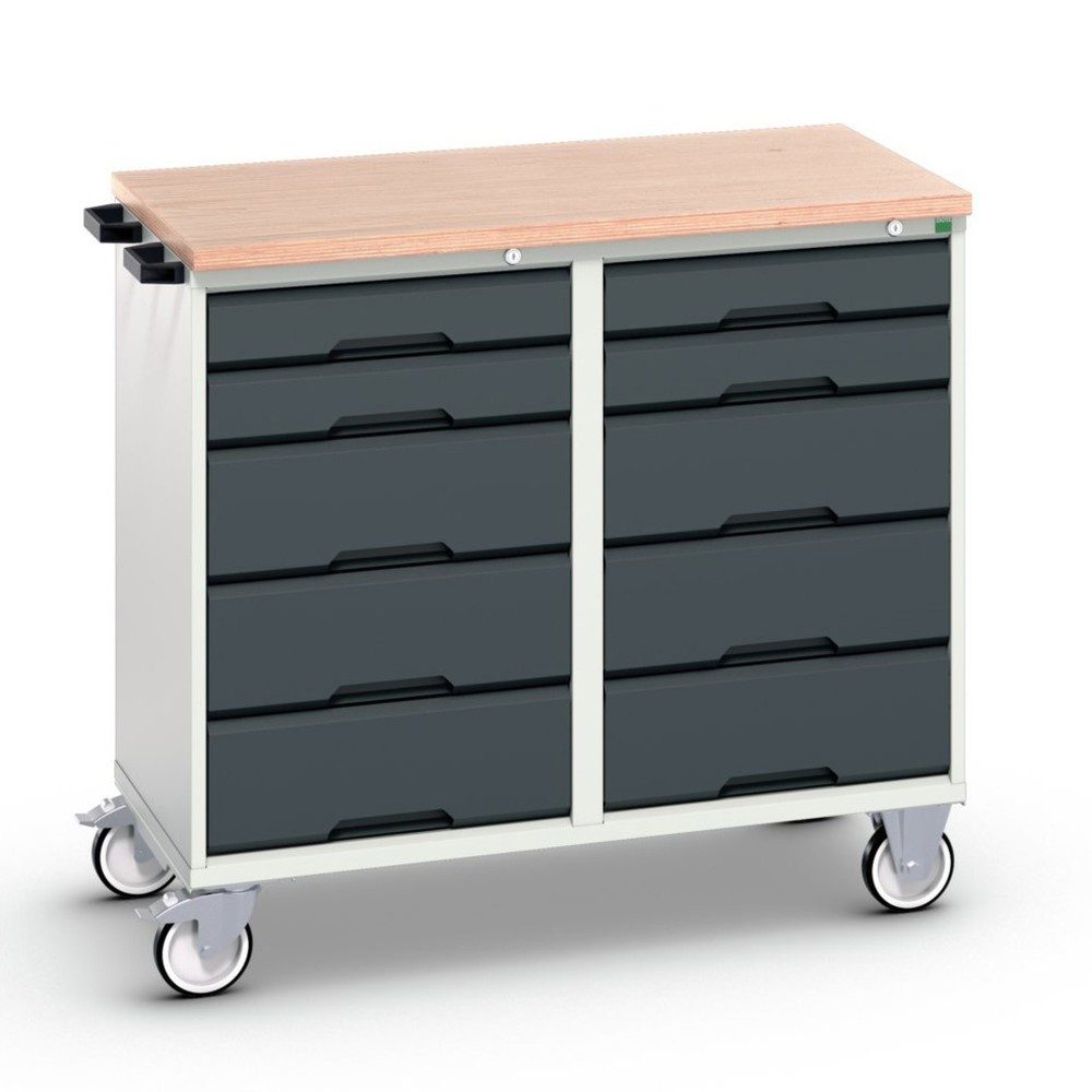bott verso Montagewagen, mit 10 Schubladen und Multiplex-Top, BxTxH: 1050 x 600 x 980 mm