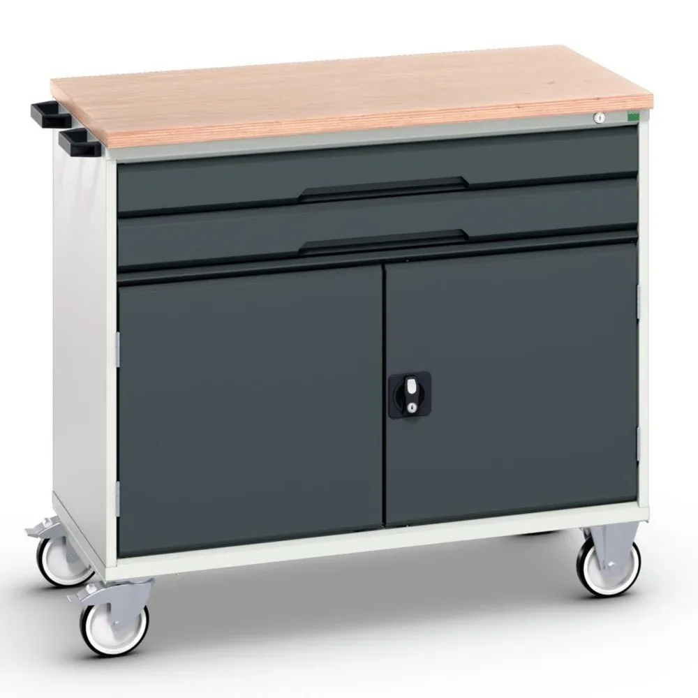 bott verso Werkstattwagen, mit 2 Schubaden, Tür und Multiplex-Top, BxTxH: 1050 x 600 x 980 mm