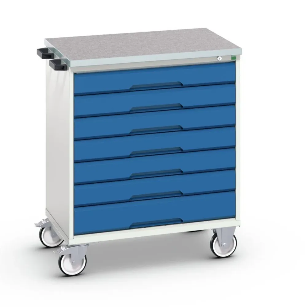 bott verso Werkstattwagen, mit 7 Schubladen und Linoleum-Top, BxTxH: 800 x 600 x 980 mm