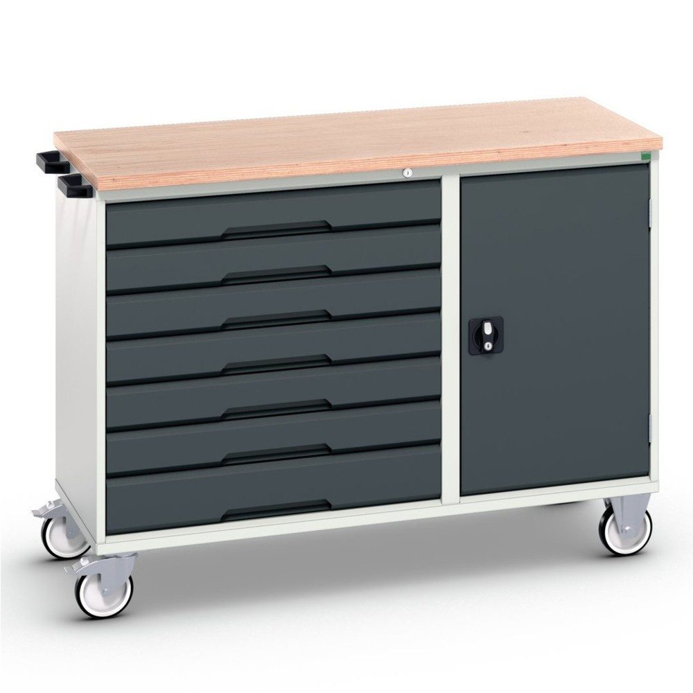 bott verso Montagewagen, mit 7 Schubladen, Tür und Multiplex-Top, BxTxH: 1300 x 600 x 980 mm