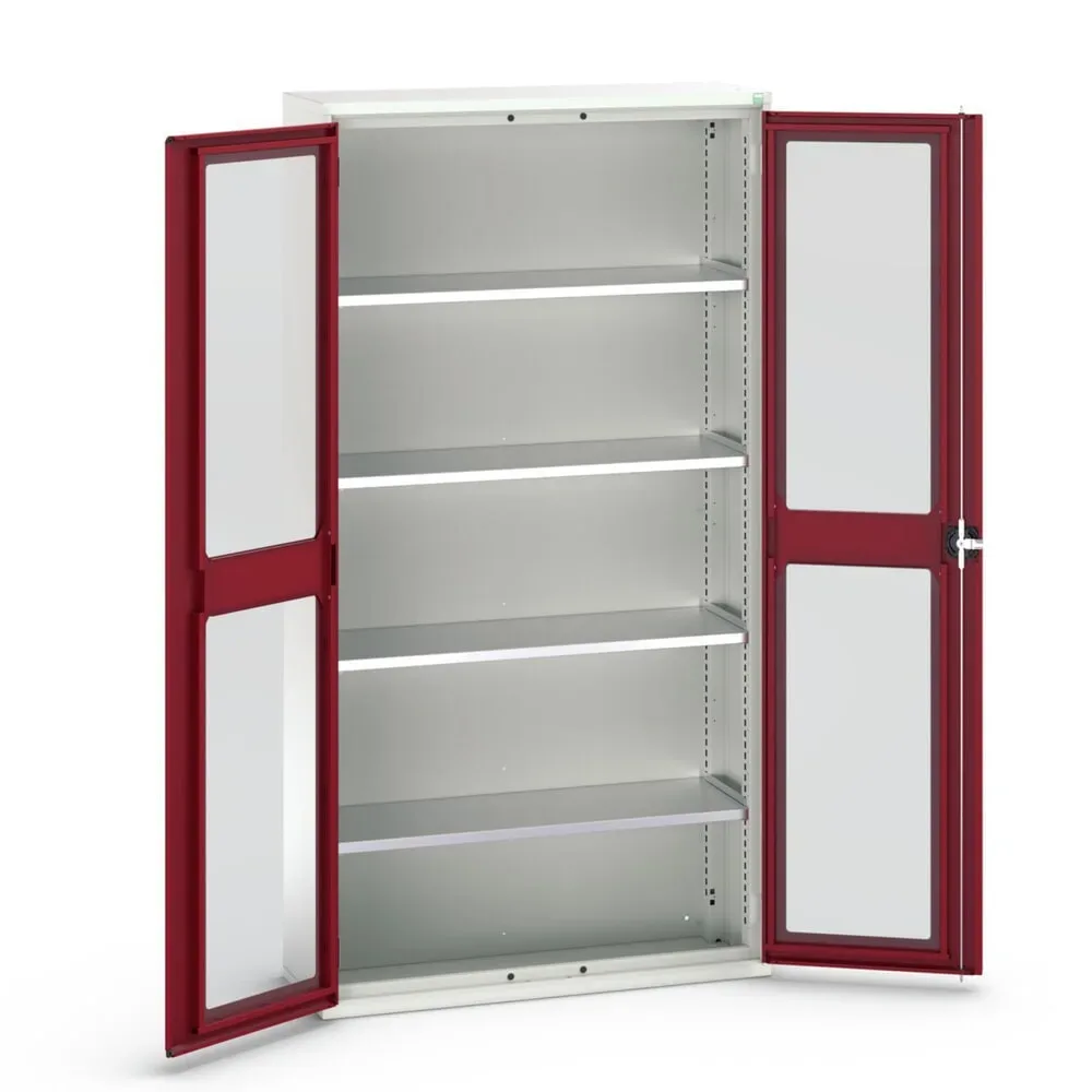 bott verso Flügeltürschrank mit Sichtfenster, mit 4 Fachböden, BxTxH: 1050 x 350 x 2000 mm