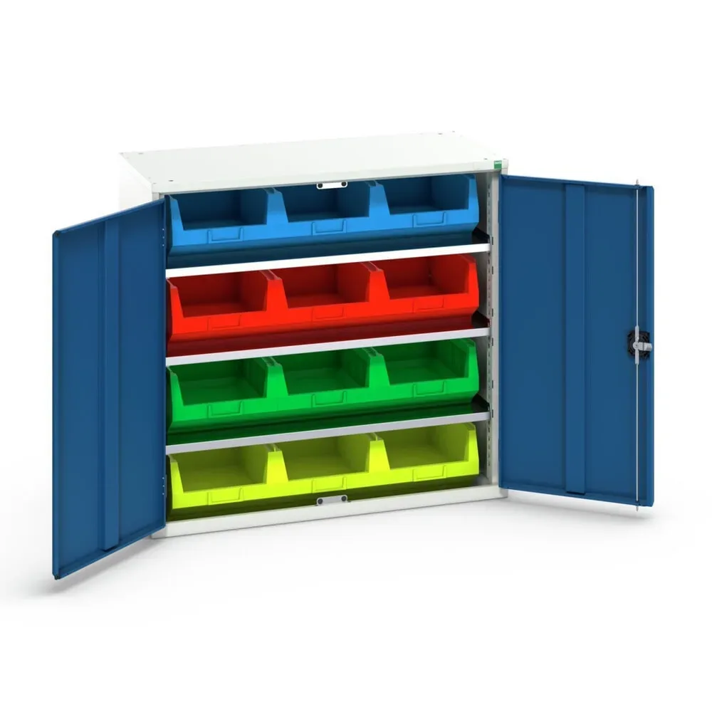 bott verso Magazinschrank, mit 3 Fachböden und 12 Sichtlagerkästen, BxTxH: 1050 x 550 x 1000 mm