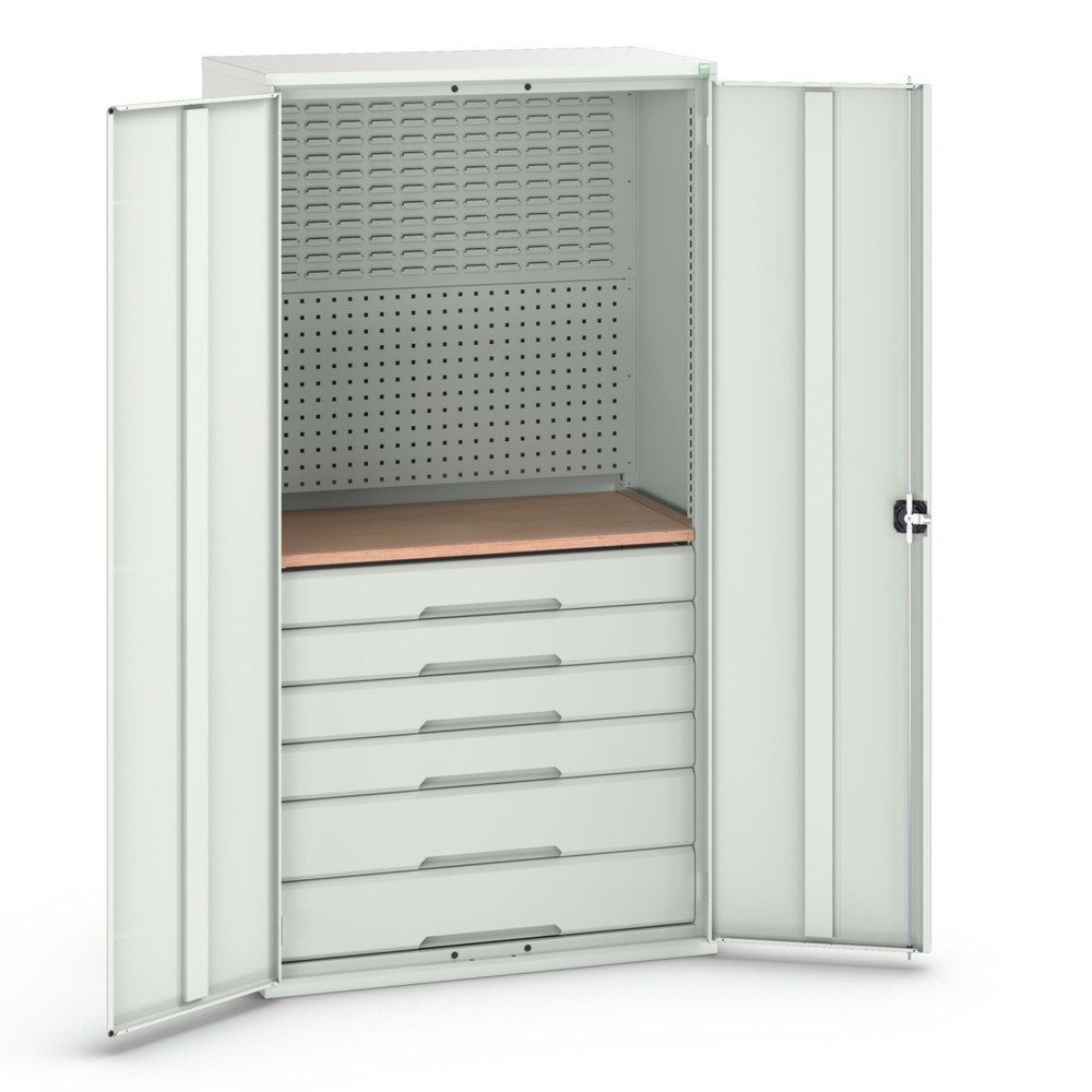 bott verso Flügeltürschrank mit 6 Schubladen, mit Rückwand und Arbeitsplatte, BxTxH: 1050 x550 x 2000 mm