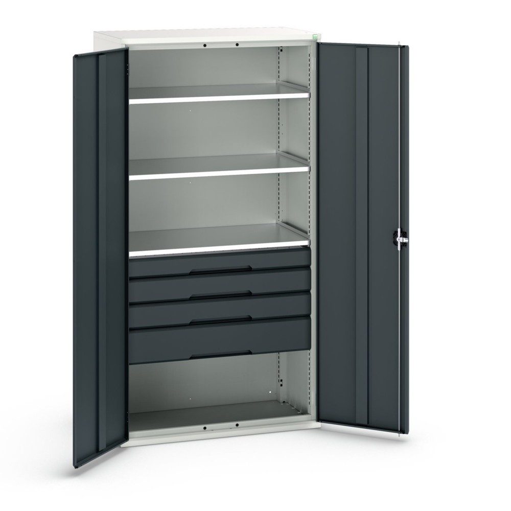 bott verso Flügeltürschrank mit Schubladen, mit 3 Fachböden und 4 Schubladen, BxTxH: 1050 x550 x 2000 mm
