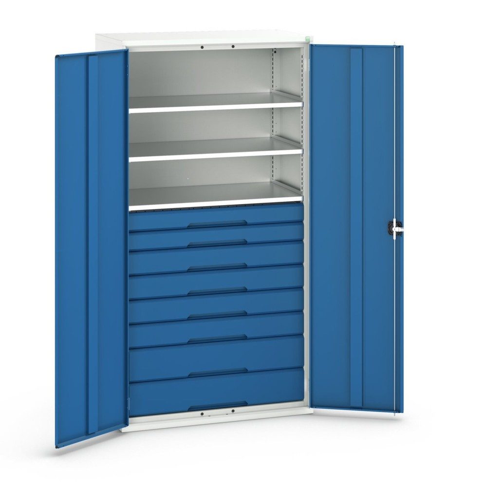 bott verso Flügeltürschrank mit Schubladen, mit 3 Fachböden und 8 Schubladen, BxTxH: 1050 x550 x 2000 mm