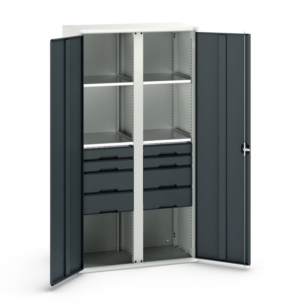 bott verso Flügeltürschrank mit Schubladen, mit 4 Fachböden und 8 Schubladen, BxTxH: 1050 x550 x 2000 mm