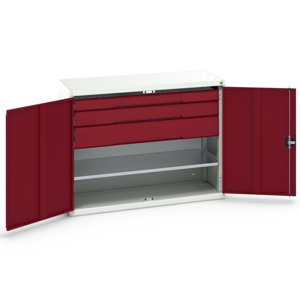 bott verso Beistellschrank mit Schubladen, mit 1 Fachboden und 3 Schubladen, BxTxH: 1300 x 550 x 1000 mm
