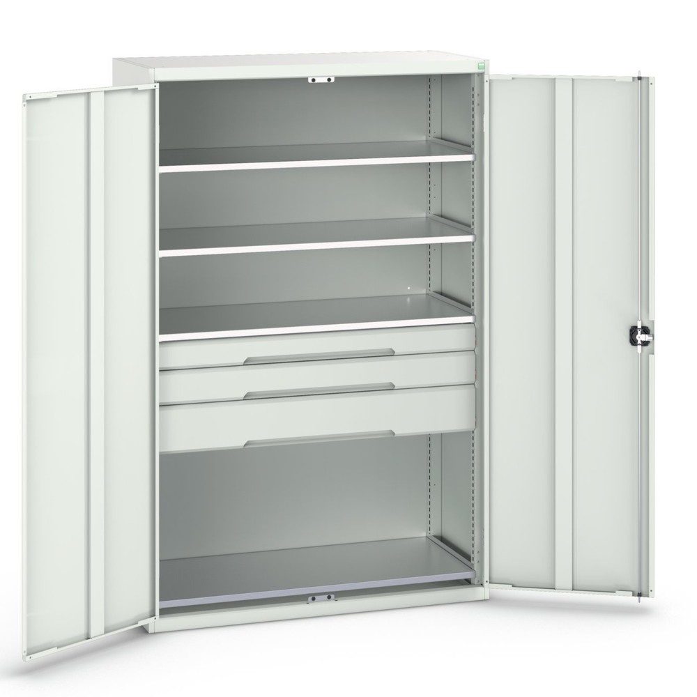 bott verso Flügeltürschrank mit Schubladen, mit 4 Fachböden und 3 Schubladen, BxTxH: 1300 x 550 x 2000 mm