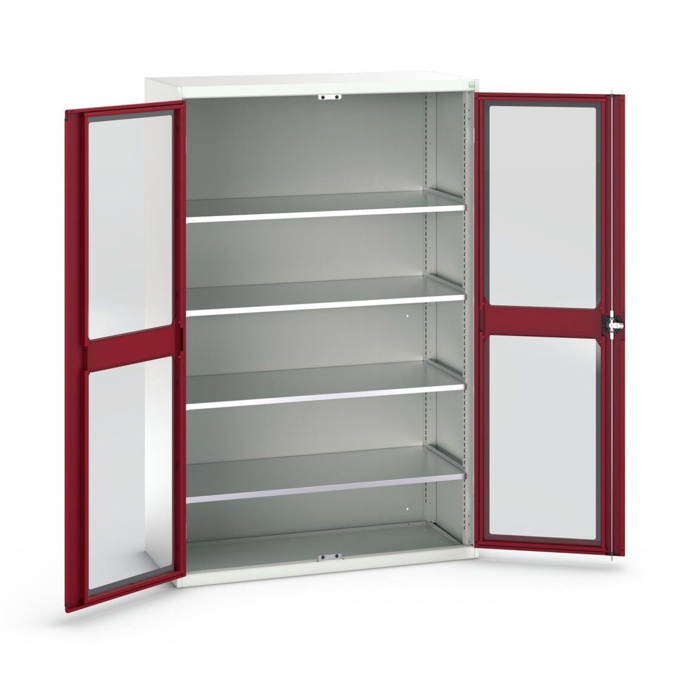 bott verso Flügeltürschrank mit Sichtfenster, mit 4 Fachböden, BxTxH: 1300 x 550 x 2000 mm