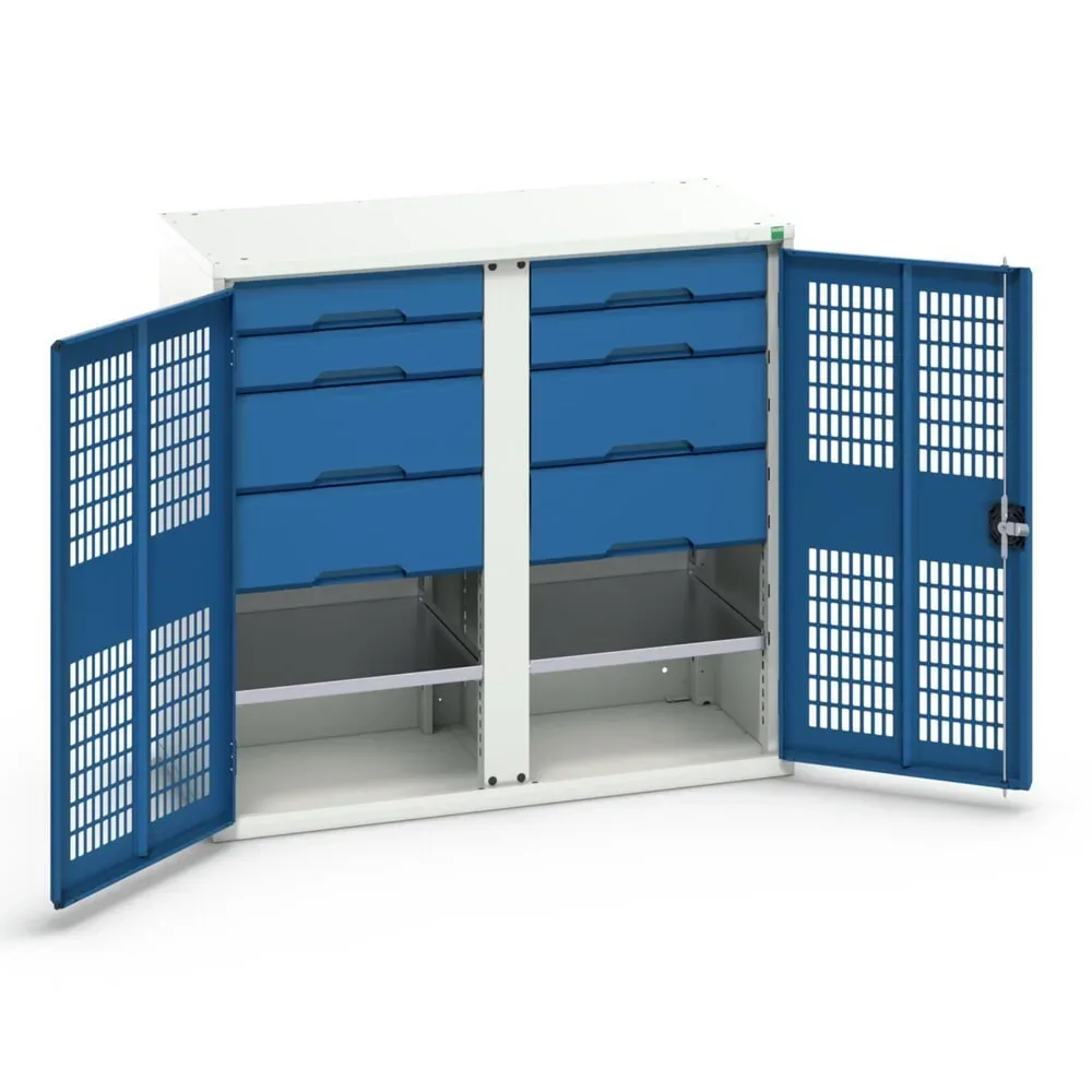 bott verso Kleiderspind mit Belüftung, mit 2 Fachböden, 8 Schubladem, Trennwand, BxTxH: 1050 x 550 x 1000 mm