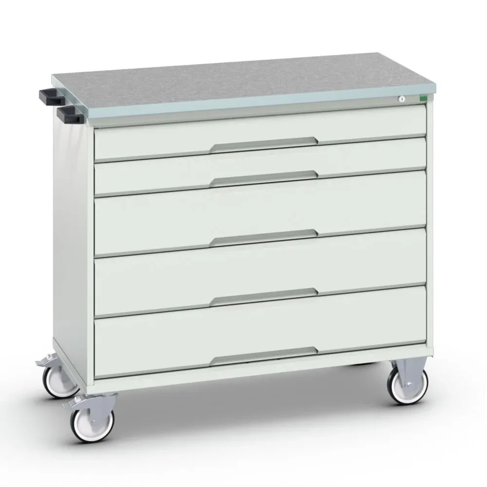 bott verso mobiler Schubladenschrank, mit 5 Schubladen und Linoleum-Top