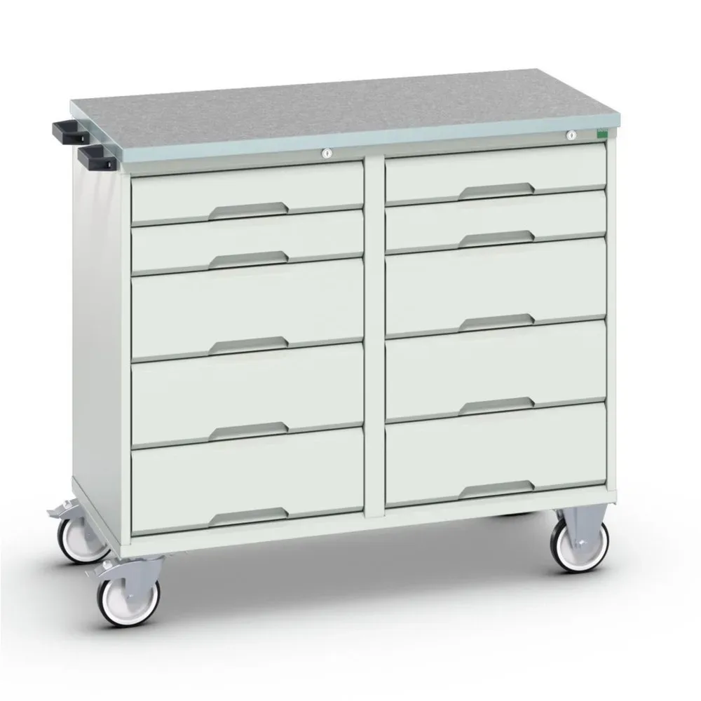 bott verso Montagewagen, mit 10 Schubladen und Linoleum-Top