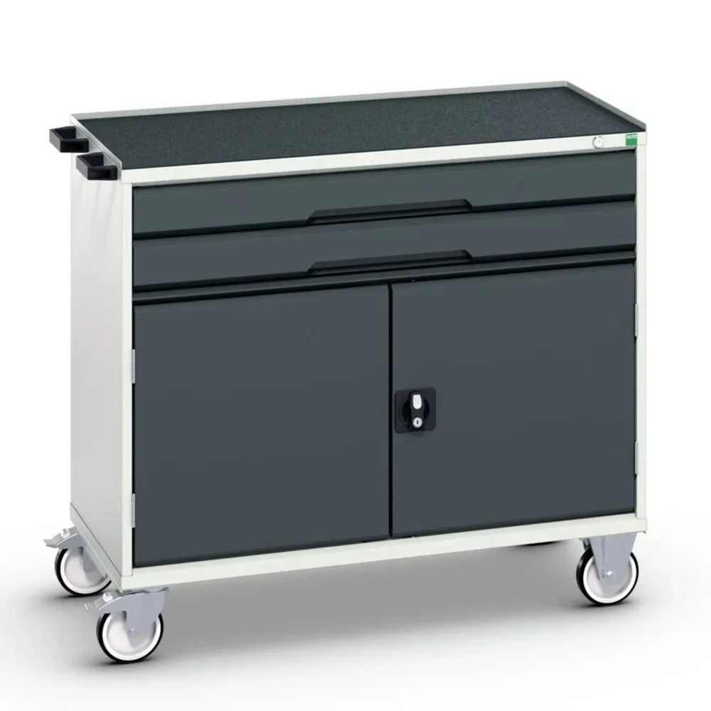 bott verso mobiler Schubladenschrank, mit 2 Schubaden, Tür und Abrollrand, BxTxH: 1050 x 550 x 965 mm