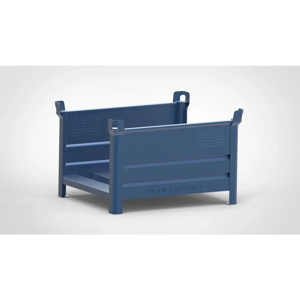 HESON® Stapelbehälter für Langgut, 2 Seiten offen, lackiert, BxT 1.000 x 800 mm, enzianblau
