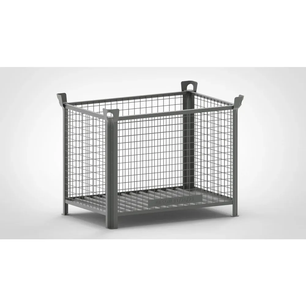 HESON® Industrie-Gitterbox, Wände feststehend, lackiert, HxBxT 900 x 1.200 x 800 mm, mausgrau