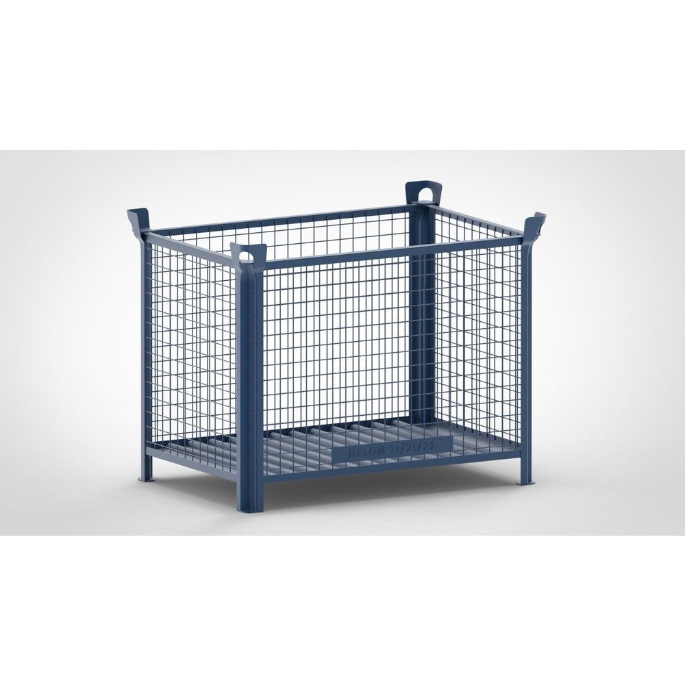 HESON® Industrie-Gitterbox, Wände feststehend, lackiert, HxBxT 900 x 1.200 x 800 mm, enzianblau