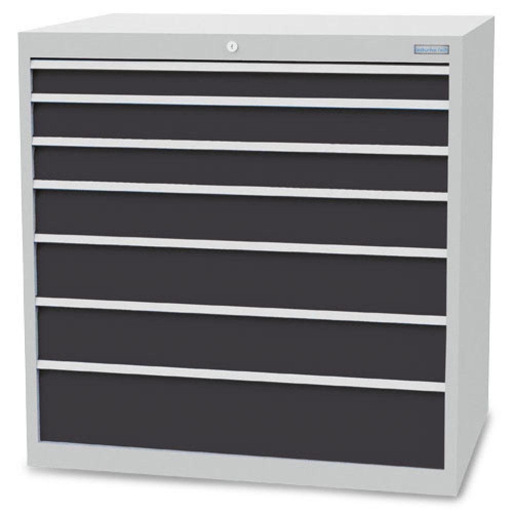 Bedrunka+Hirth Schubladenschrank R 36-24, HxBxT 1.019 x 1.005 x 736 mm, lichtgrau, anthrazitgrau, 7 Schubladen 1x75 + 2x100 + 1x125 + 2x150 + 1x200 mm