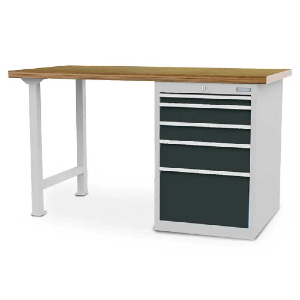 Bedrunka+Hirth Reihenwerkbank R 18-24, HxBxT 859 x 1.500 x 750 mm, lichtgrau, anthrazitgrau, 5 Schubladen 1x50 + 2x100 + 1x150 + 1x300 mm