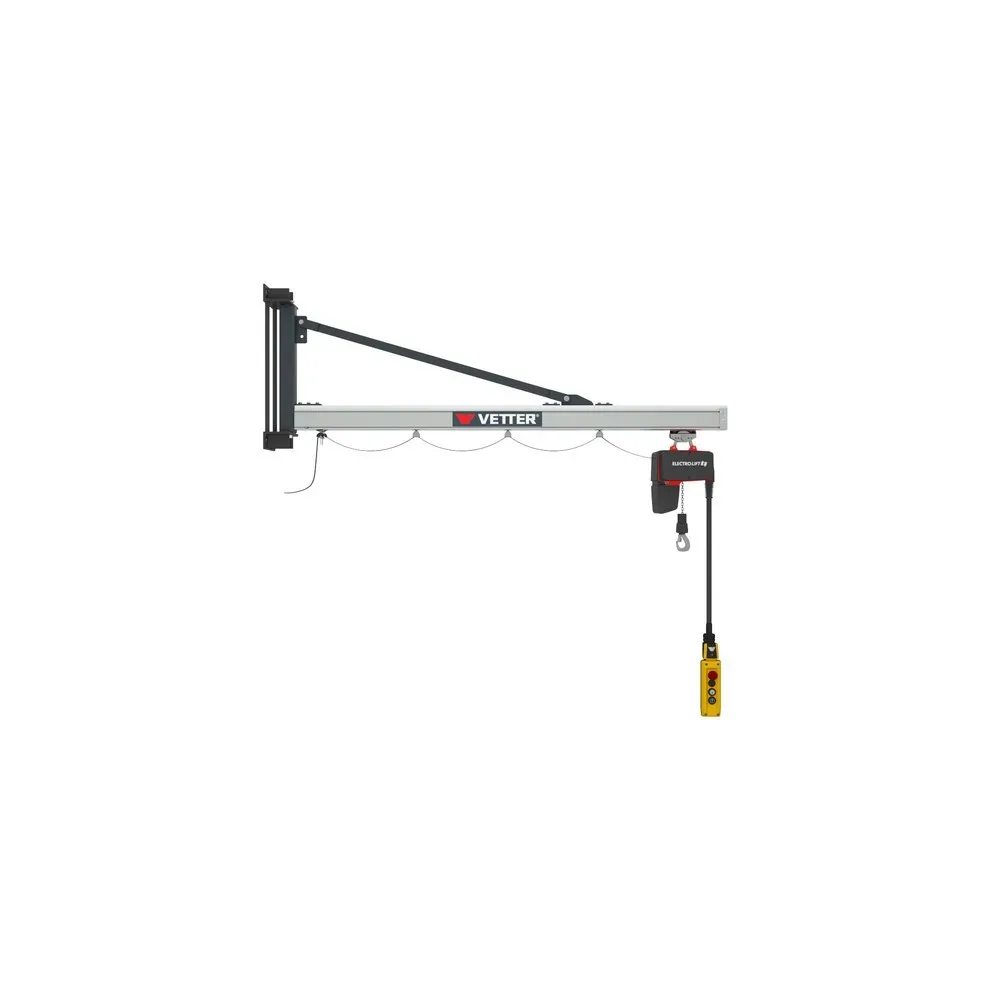 VETTER® Schwenkkran inkl. LIFTKET Elektrokettenzug, Wandausführung, Ausladung 2.900 mm, TK 500 kg