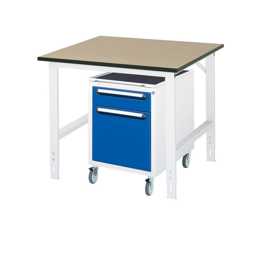 RAU Werkstatt-Set TOM 2-teilig, mit Werktisch, HxBxT 760-1.080 x 1.000 x 1.000 mm, MDF Arbeitsplatte, zzgl. Roll-Container mit 2 Schubladen, HxBxT 690 x 480 x 600 mm