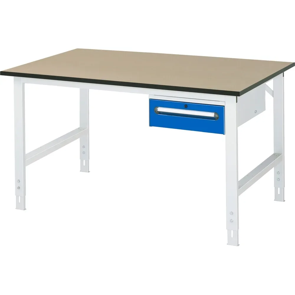 RAU höhenverstellbarer Werktisch Serie TOM, HxBxT 760-1.080 x 1.500 x 1.000 mm, 1 Schublade, MDF Arbeitsplatte