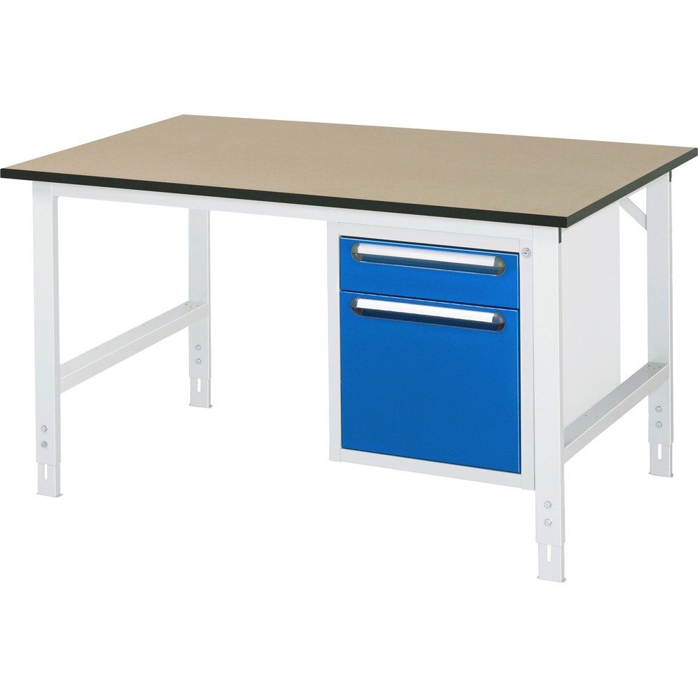 RAU höhenverstellbarer Werktisch Serie TOM, HxBxT 760-1.080 x 1.500 x 1.000 mm, 2 Schubladen, MDF Arbeitsplatte