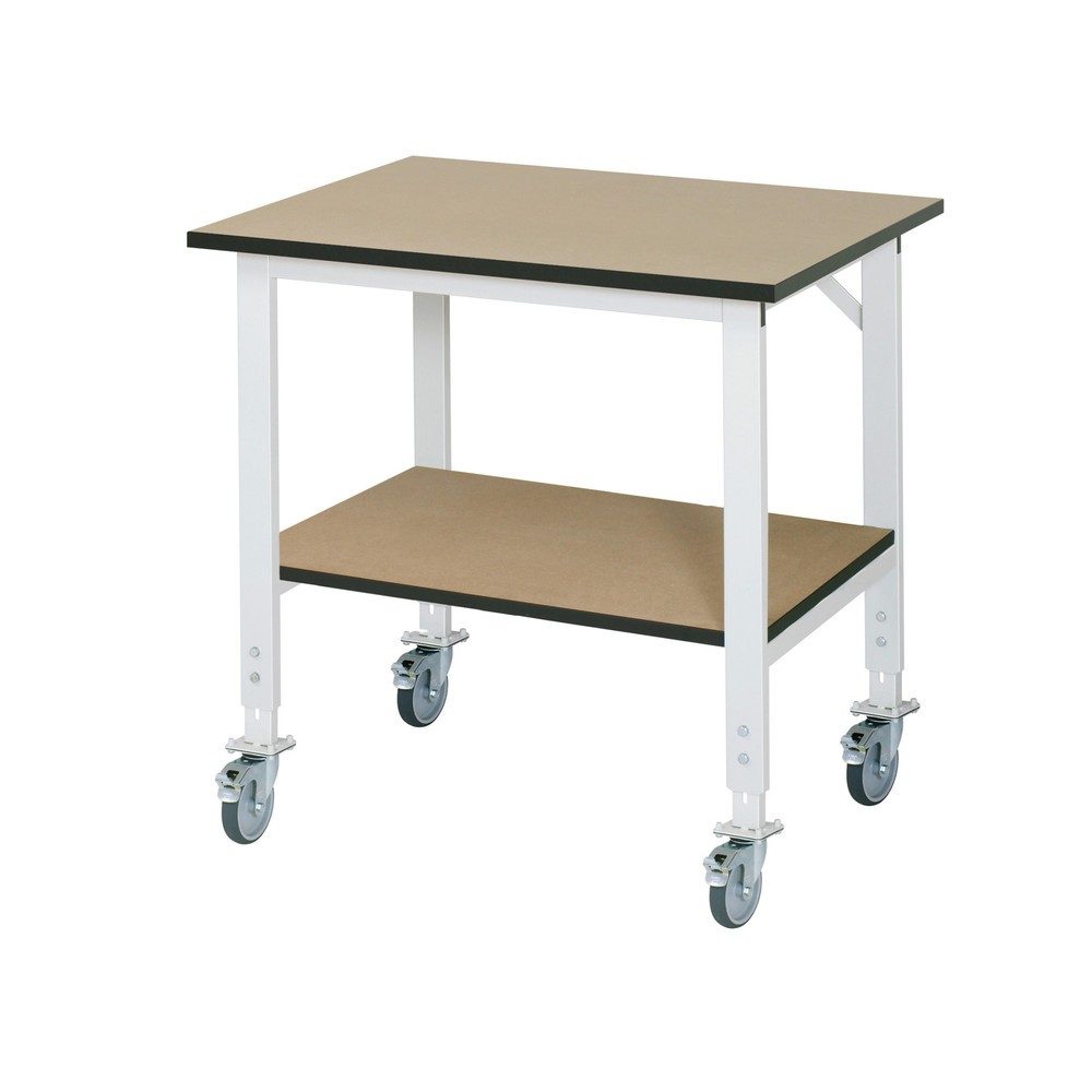 RAU höhenverstellbarer, mobiler Werktisch Serie TOM, HxBxT 910-1.230 x 1.000 x 800 mm, MDF Arbeitsplatte