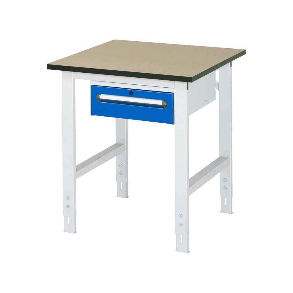 RAU höhenverstellbarer Werktisch Serie TOM, HxBxT 760-1.080 x 750 x 800 mm, 1 Schublade, MDF Arbeitsplatte
