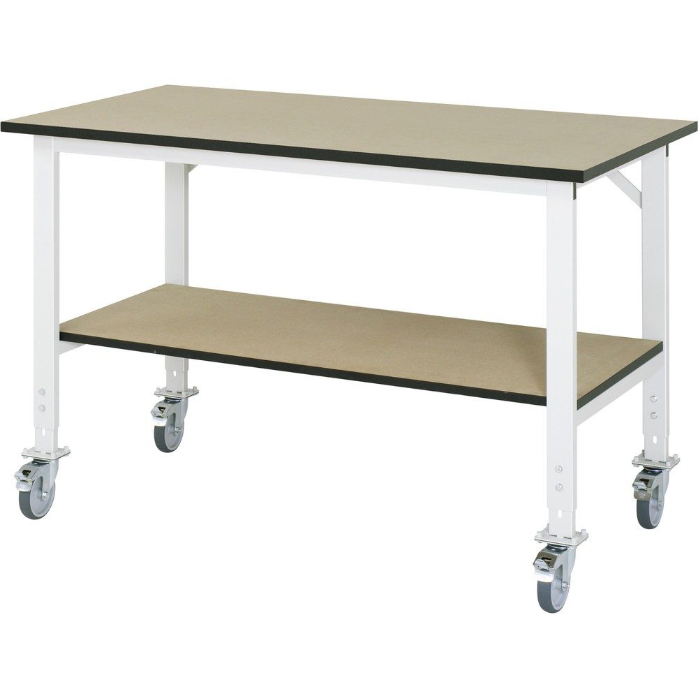 RAU höhenverstellbarer, mobiler Werktisch Serie TOM, HxBxT 910-1.230 x 1.500 x 800 mm, MDF Arbeitsplatte