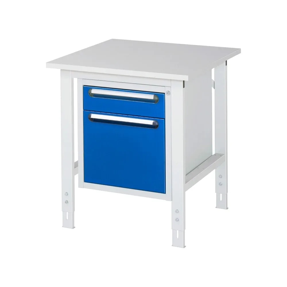 kaiserkraft Arbeitstisch mit Schubladenschrank, Unterbau-Container mit 2 Schubladen 1 x 120, 1 x 360 mm, BxT 750 x 800 mm, M-Platte, Stärke 22 mm