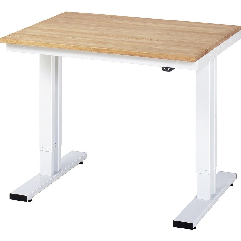 RAU elektrisch höhenverstellbarer Werktisch Serie adlatus 300, HxBxT 720-1.120 x 1.000 x 800 mm, Arbeitsplatte Buche