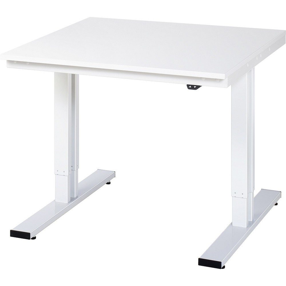 RAU elektrisch höhenverstellbarer Werktisch Serie adlatus 300, HxBxT 720-1.120 x 1.000 x 1.000 mm, melaminharzbeschichtete Arbeitsplatte