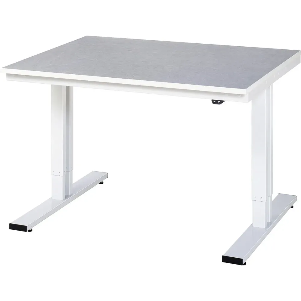 RAU elektrisch höhenverstellbarer Werktisch Serie adlatus 300, HxBxT 720-1.120 x 1.250 x 1.000 mm, Linoleum-/Universal-Belag Arbeitsplatte