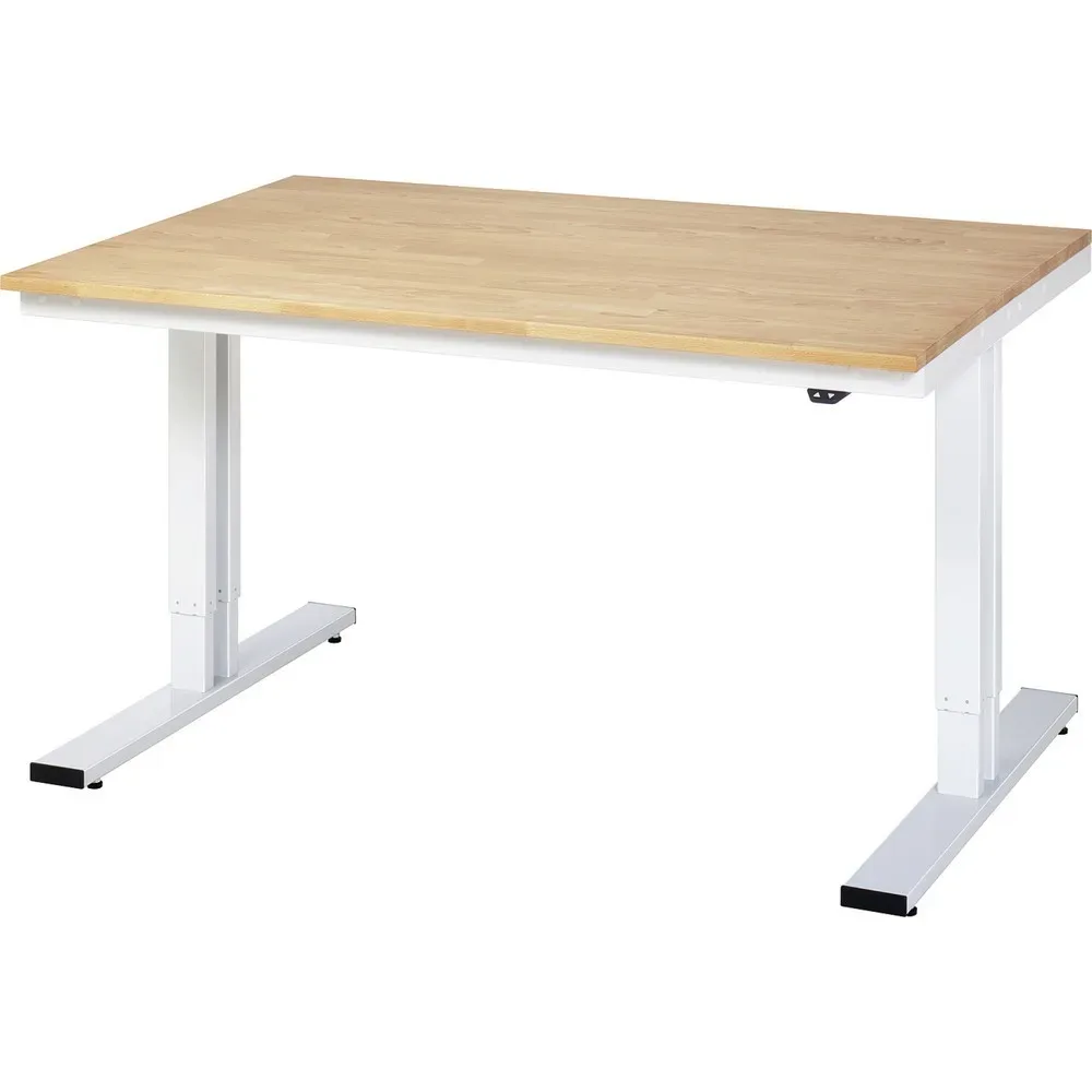 Werktisch Serie adlatus 300, Buche-Massiv-Platte, B 1500 x T 800 x H 720 - 1120 mm