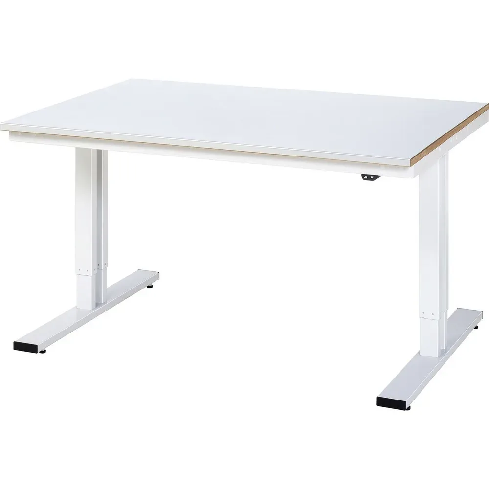 RAU elektrisch höhenverstellbarer Werktisch Serie adlatus 300, HxBxT 720-1.120 x 1.500 x 1.000 mm, Stahlblechbelag Arbeitsplatte