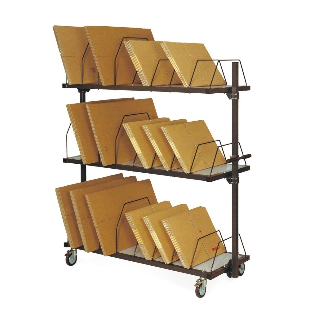 Rocholz Kartonagen-Magazin mit Schiebebügel, 3 Ebenen, HxBxT 1.860 x 1.600 x 600 mm