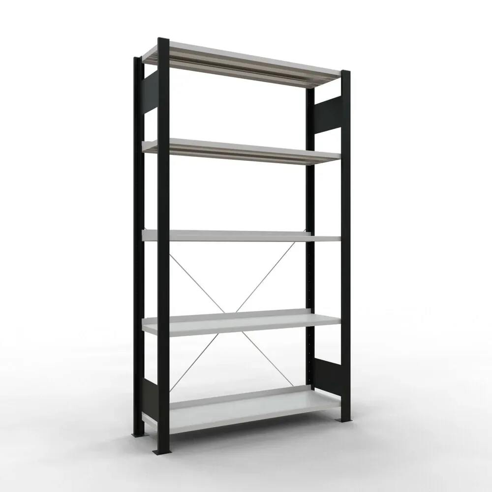 SCHULTE Aktenregal GF, einseitig, mit Endanschlägen, FL 85 kg, schwarz, HxBxT 1.800 x 1.000 x 300 mm