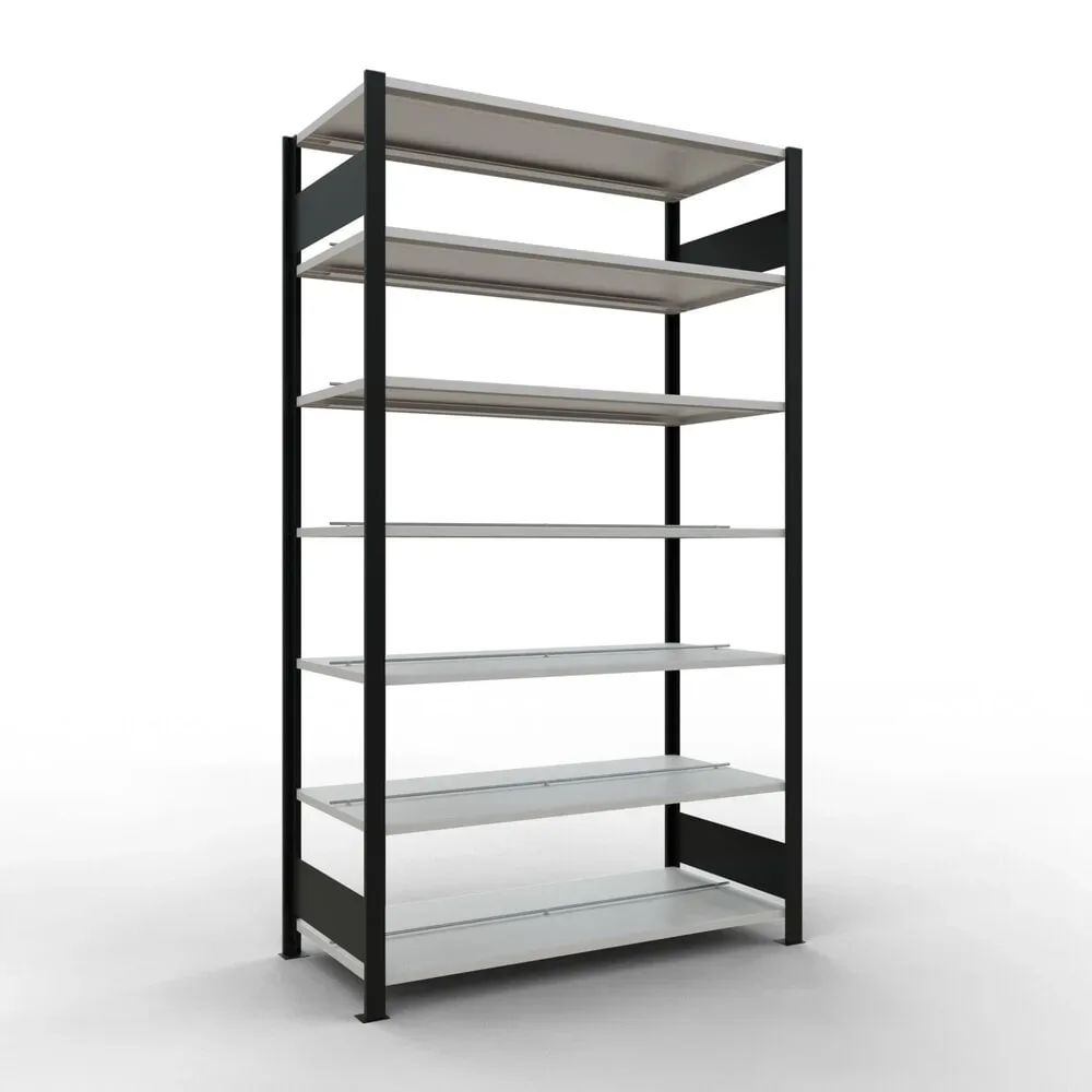 SCHULTE Aktenregal GF, doppelseitig, mit Mittelanschlägen, FL 150 kg, , schwarz, HxBxT 2.300 x 1.300 x 600 mm