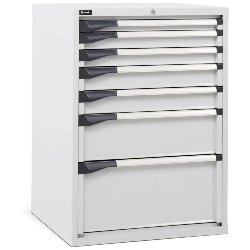 Fami MASTER Schubladenschrank, 7 Schubladen, HxBxT 1.000 x 714 x 726 mm, lichtgrau