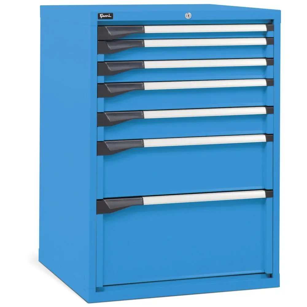 Fami MASTER Schubladenschrank, 7 Schubladen, HxBxT 1.000 x 714 x 726 mm, lichtblau