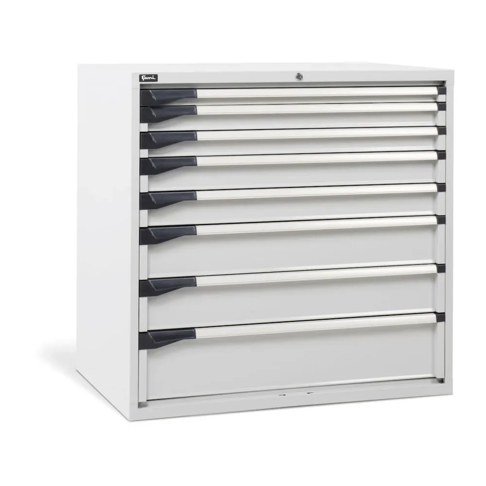 Fami MASTER Schubladenschrank, 8 Schubladen, HxBxT 1.000 x 1.020 x 726 mm, lichtgrau