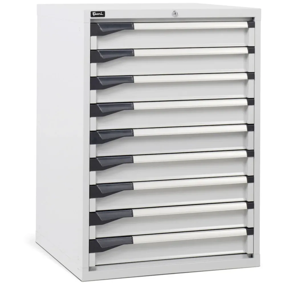 Fami MASTER Schubladenschrank, 9 Schubladen, HxBxT 1.000 x 714 x 726 mm, lichtgrau