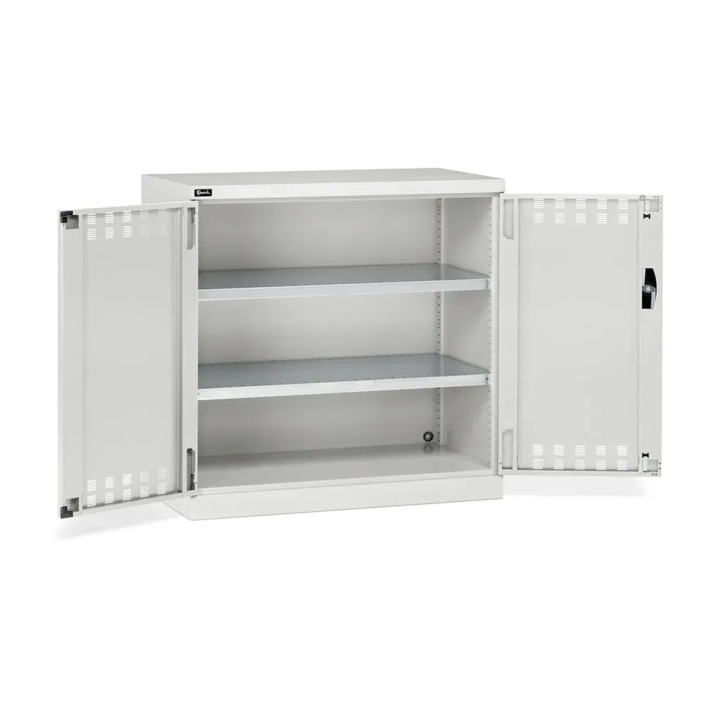 Fami PERFOM Beistellschrank, 2 Fachböden, perforierte Flügeltüren, HxBxT 1.000 x 1.023 x 555 mm, lichtgrau