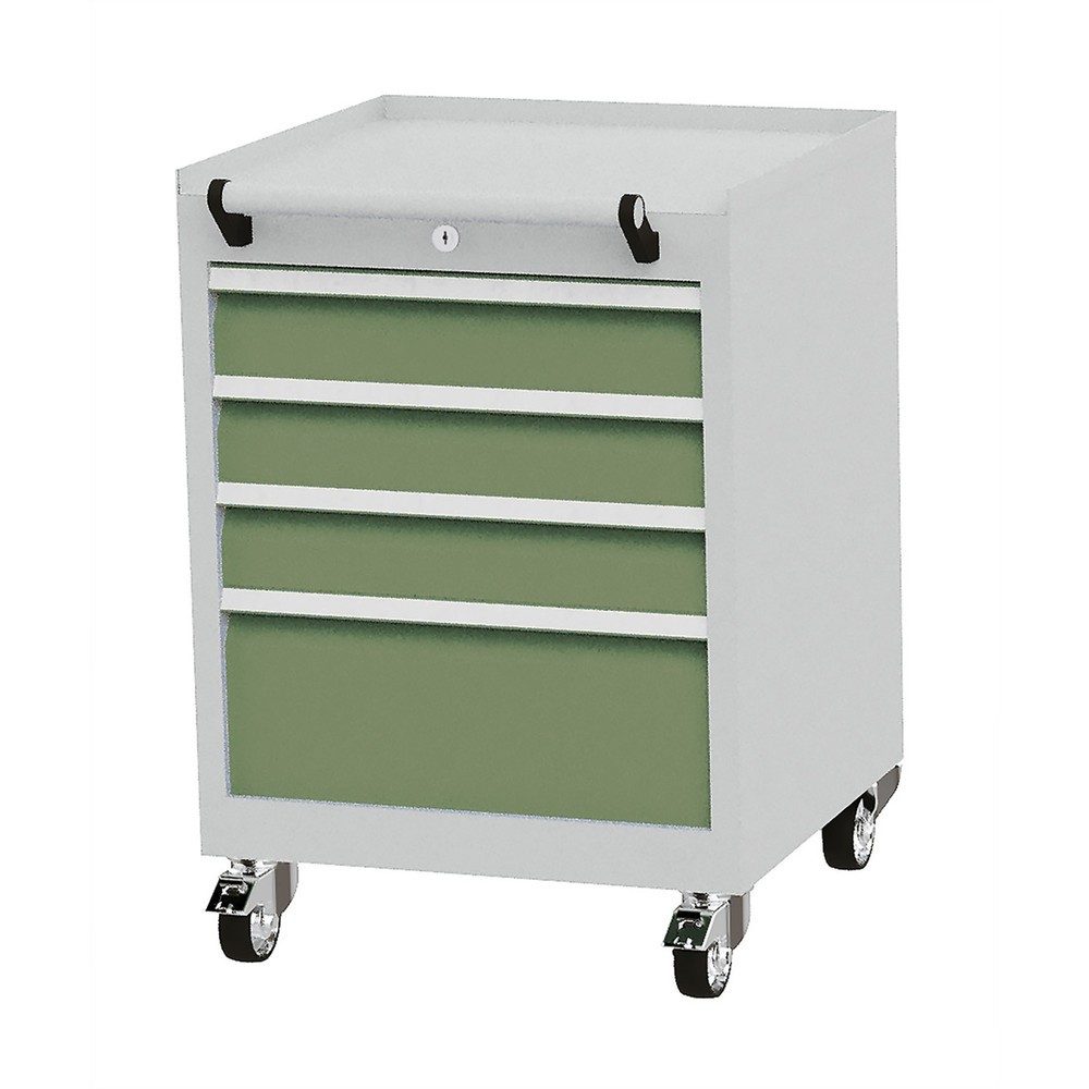 Bedrunka+Hirth Rollcontainer mit Schubladentragkraft 50 kg und Vollauszug, HxBxT 805 x 530 x 500 mm, resedagrün
